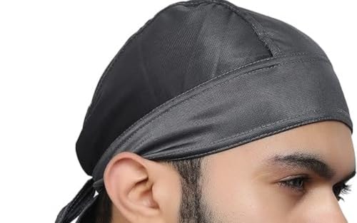 Doorag Skull Cap for Men Women Running Camping Hiking Bikers Construction Works Pack of 3 Color Black Blue
