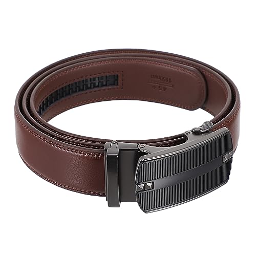 1Pc Automatic Buckle Men Belt Stylish Leather Waist Strap for Gentlemen Durable Cowhide Suitable for Business Attire