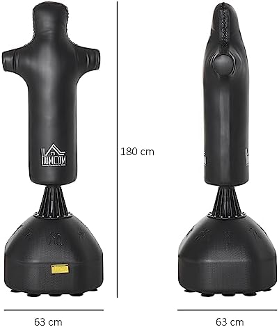 Bild 4 - HOMCOM Boxsack Stehend 180cm Erwachsene Standboxsack Boxdummy Boxsäule Humanoides Design Heavy Duty Boxsack Schwerer Boxsack-Ständer für Profis und Anfänger Schwarz