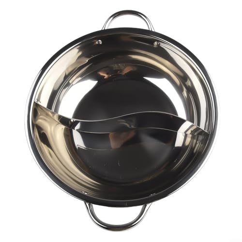 Besttoolifes Pentola calda in acciaio inox, doppia divisione, 28 cm, 30 cm, a doppio scomparto, adatta per fornelli a induzione (30 cm)