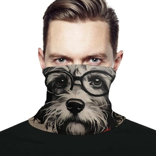 Dog in Necklace And Glasses Neck Gaiter Unisex Ski Mask Gator Face Cover Scarf Balaclavas Bandana