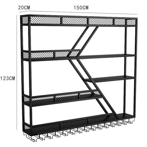 Półki Na Butelki Z Alkoholem/Kieliszki Do Wina Led, Stojak Na Wino Montowany Na Ścianie, Stojak Na Wino O Dużej Pojemności Montowany Na Ścianie, Metalowy Stojak Na Butelki Wina,Four-layer-150cm