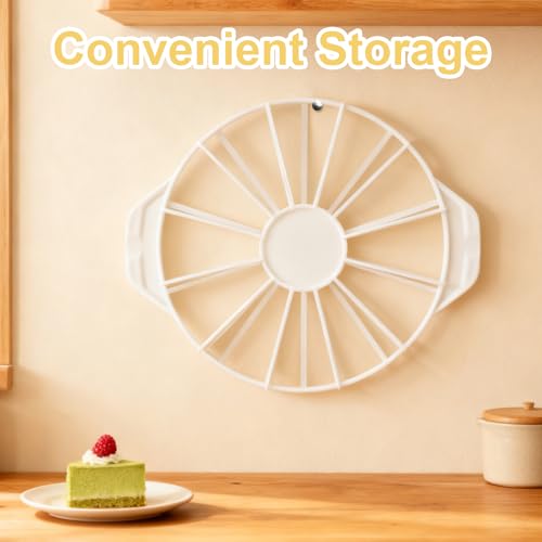 Miniatura 5 de Wokicor Divisor De Tarta 10 12 14 16 Porciones, Cortador De Tarta Redondo Reutilizable En Plástico Alimentario Con Mango Ergonómico, Utensilio Repostería Con Cuchillo Inox Para Cumpleaños, Boda, Cocin