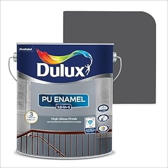 Dulux PU Enamel Smoke Grey 1 Litre High Gloss Finish Paint for Interior Exterior Metal & Wood Surfaces with Fast Drying Anti-Rust & Complete Coverage