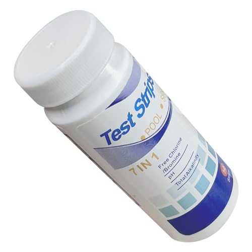 Tiras de prueba de agua 7 en 1, probador de agua para piscina y agua del grifo, análisis de dureza total/nitratos/cloro libre/brominas/valor de PH/cloro total/alcalinidad total