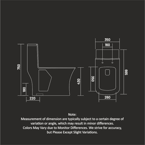 Image of One Piece Ceramic Floor Mounted Commode Water Closet Western Toilet /European Commode With Soft Close Seat Cover 29 X 14 X 26 Inches (White 10 (S Trap Outlet Is From Floor))