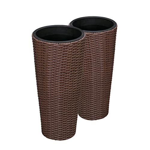 Balkene Home Noah Round Wicker Planter Tall Planter Decor Box