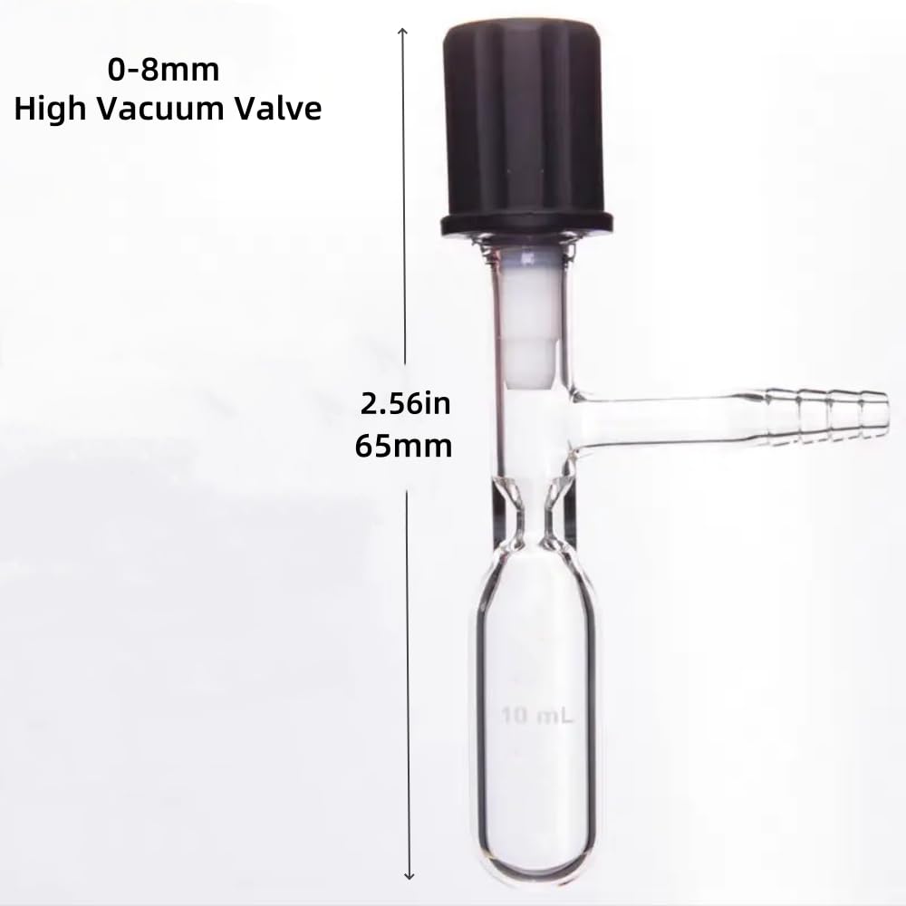 Glass Schlenk Storage Tube with 0-8mm High Vacuum Valve 10ml Borosilicate Reaction Kettle Tube