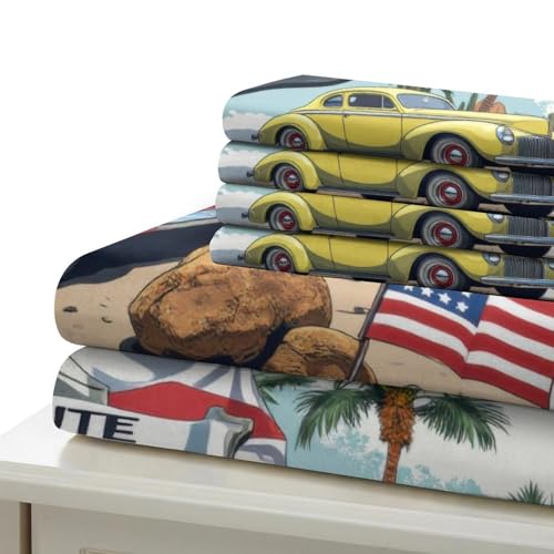 Housse de couette hypoallergénique voiture USA microfibre résistante lit single - 7