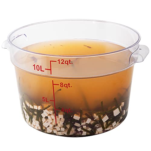 Restaurantware Met Lux 12 Quart Food Storage Containers 10 Round Commercial Storage Containers - Lids Sold Separately With Volume Markers Clear Plastic Food Prep Buckets Space-Saving Storage by Restaurantware - Used condition - US$132.00