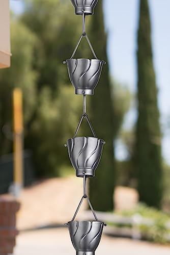 Monarch Rain Chains Corrente de chuva Akira extra grande de alumínio monarca 19435, 2,5 m de comprim