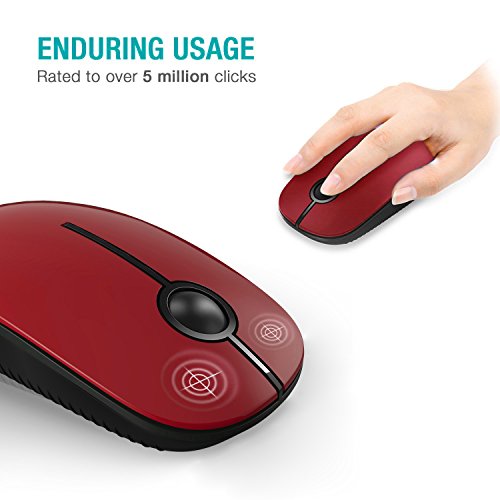Image of VssoPlor Wireless Mouse, 2.4G Slim Portable Computer Laptop Mouse with Nano Receiver Quiet Silent Optical Mice for Notebook, PC, Laptop, Computer-Black and Red