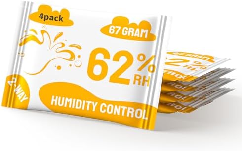 Boadw 2-Wege Feuchtigkeitsregulierung 62% Luftfeuchtigkeit Terpene & Aromaschutz, 67g Feuchtigkeitsregler zur Aufbewahrung von Kräutern schützt bis zu 450g - 4 Stück