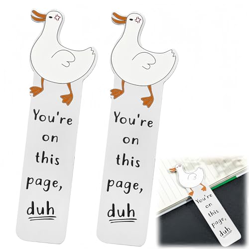 2pcs Whimsical Cute Funny Goose Bookmark for Women & Book Lovers,Elegant S/tainless S/teel M/etal Book Mark,A Unique Reading Gift for Readers,Teachers,Adults,Teens,Friends,Coworkers,Office Supplies,#1