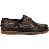  PAYMA - Zapatos Náuticos Sport Casual Hombre. Clásicos 2-Ojales de Piel. Piso de Goma. Tallas Grandes 45 46 47. Cierre Cordones. Color: Marrón; Talla: EU 40