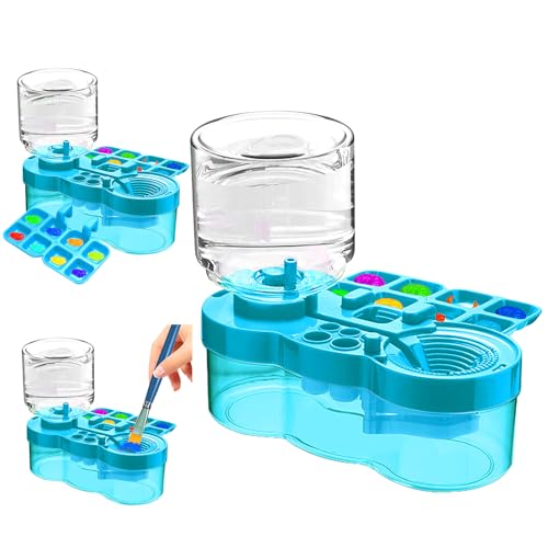 Paint Brush Cleaner Upgraded Water Cycle Watercolor Rinser Dispenser with Holder and Palette Washing My Brushes Cleaning System for Acrylic Watercolor Painting Art Supplies for Adults Students
