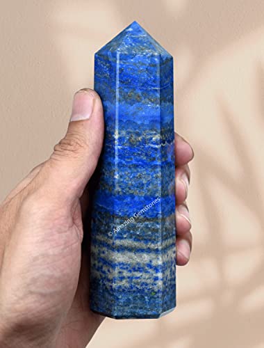 Image of Amazing Gemstone Large Lapis Lazuli Crystal Towers ~ Natural Healing Crystal Point Obelisk for Reiki Healing and Crystal Grid (5.5 to 6 INCH)