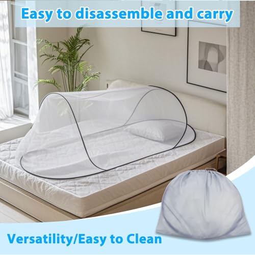LINSOCLE Moskitonetz Pop Up, 200 x 80 x 56 cm Faltbares Mückennetz, Tragbares Campingzelt Moskitonetz Bett für Bett, Reisen,Outdoor Campin Bequem, Schnell und Tragbar