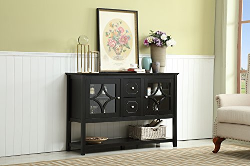 Mixcept 52" Stylish Sideboard Buffet Cabinet Wood Console Table Storage Cabinet With 2 Doors And 2 Drawers, Black #TOP1