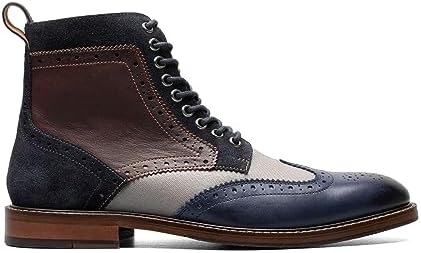 Stacy Adams Men's Finnegan Wingtip Boot Fashion, Navy Multi, 14 | Image 1