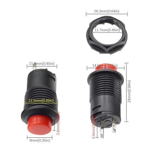 Interruptores DS428 con autobloqueo OFF ON de 12mm para control de corriente 7