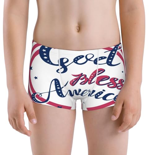 Boys' Cotton Boxer Brief Soft Underwear-God Bless America Patriotic Star