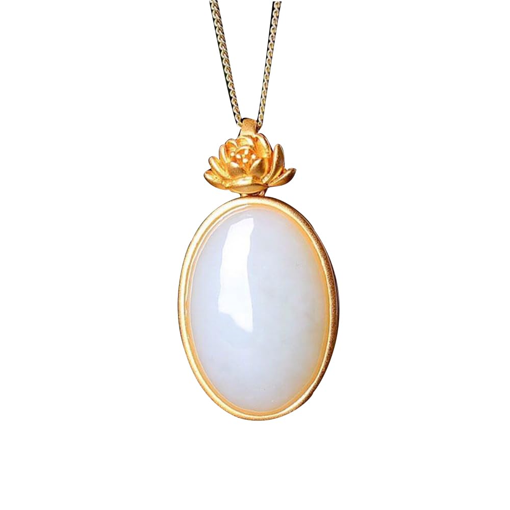 Collier fleur de lotus en jade blanc véritable, symbole de sérénité S925