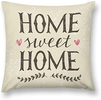 Home Sweet Home Pillow Covers 18x18 Inch Vintage Beige Colors Sweet Home Throw Pillowcase for Home Decor