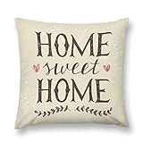 Home Sweet Home Pillow Covers 18x18 Inch Vintage Beige Colors Sweet Home Throw Pillowcase for Home D