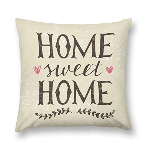 Home Sweet Home Pillow Covers 18X18 Inch Vintage Beige Colors Sweet Home Throw Pillowcase For Home Decor #TOP1