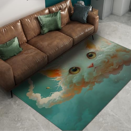 Tapis chat cuisine antidérapant et lavable à poil bas doux