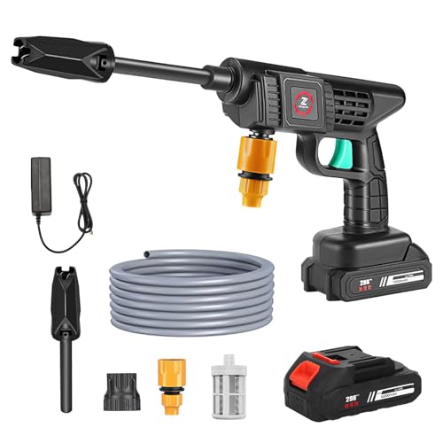 GOXAEEE Battery Pressure Washer, 300 W Wireless Portable High Pressure Spray Water Gun with Rechargeable Battery, Mobile Pressure Washer for Car, Home, Lawn, Garden, Fence (6000 mAh)