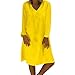 Produktbild TEBAISE Leinenkleid Damen V-Ausschnitt Baumwolle Leinen Kleid Strandkleid 2019 Einfarbig A-Linie Kleider Boho Kleid Lose Knielang Frauen Casual T-Shirt Kleider Plus GrößE Langarm Midikleid für Alltag