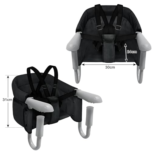 Miniatura 5 de Lars360 Asiento De Mesa Para Bebé, Silla Alzada Plegable Para Hogar Y Viajar, Adecuado Para Niños De 6 A 36 Meses Con Un Peso Menos De 15 Kg - Negro