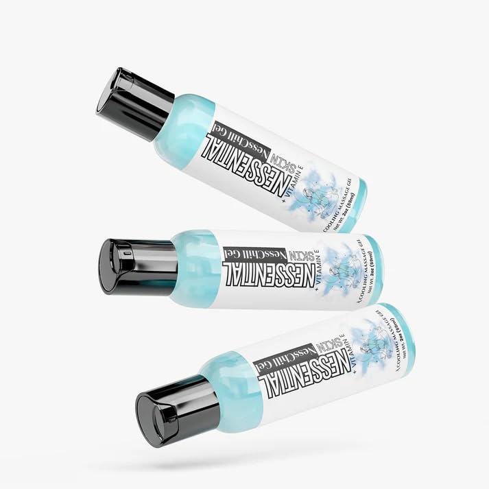 NessChill Cooling Massage Gel with Vitamin E, Tea Tree, Aloe, 2 oz, Natural Skincare for Pre and Post Workout