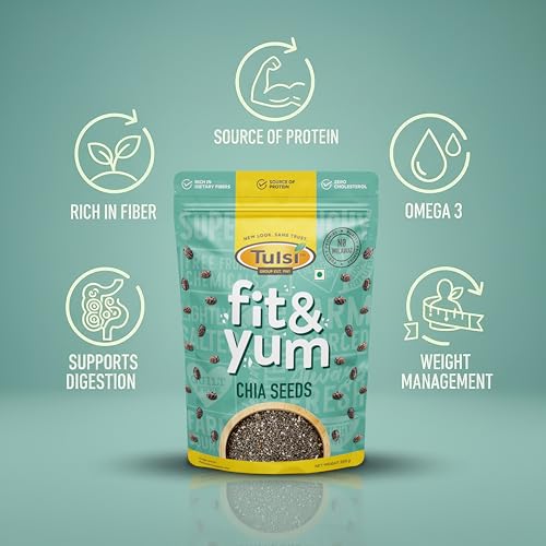 Image of Tulsi Black Chia Seeds 400g (200g x 2) | Clean Chia Seeds for Eating | Healthy Snacks | Calcium and Protein Rich Seeds