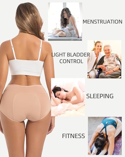 Image of Women Period Underwear High Waisted Tummy Control Panties with Cross-Front Design Breathable Briefs Full Coverage