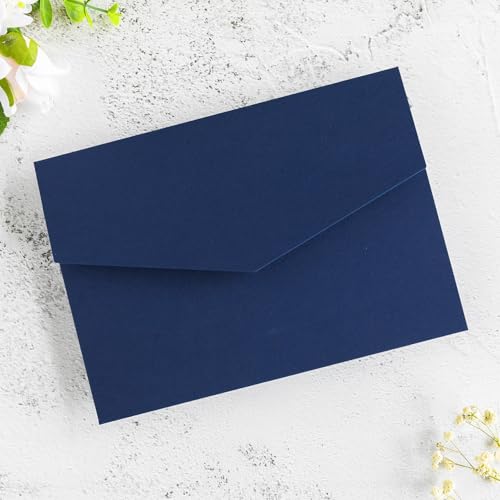 FEIYI Navy Blue Tri-fold Laser Cut Wedding Invitation Pockets for 5x7 Cards by FEIYI - Used condition - Image 7