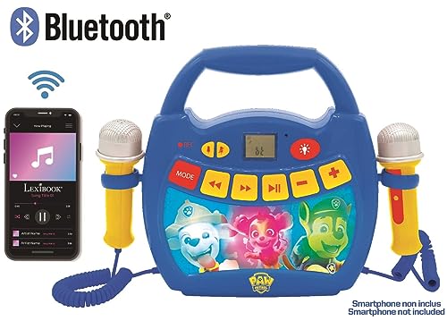 LEXiBOOK – Paw Patrol - Portable Karaoke Digital Player for Kids – Microphones, Light Effects, Bluetooth, Record and Voice Changer Functions, Rechargeable Battery, Blue/red, MP320PAZ by LEXiBOOK - Image 6