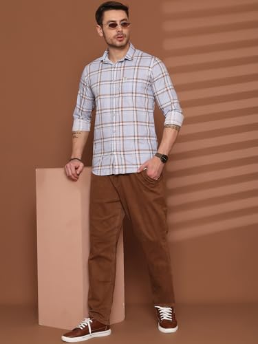 Image of Majestic Man Comfort Slim Fit Pure Cotton Checked Casual Shirt