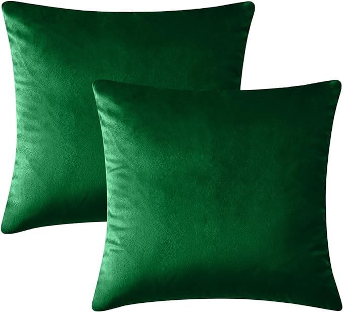 Imperial Rooms Cushion Covers 45 x 45 cm Pack of 2 Square Throw Velvet Pillow Cases Bedroom Decor Cushion for Sofa Living Room Car (Green