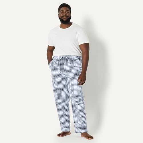 Image of Amazon Essentials Men's Cotton Poplin Straight-Fit Pajama Pants with Pockets, Elastic Waist, Drawstring