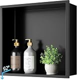 HelloaySen No Tile Needed Shower Niche - 12'x12' Black 304 Stainless Steel Recessed Shelf,Over Mount Installation for Bathroom & Shower Wall,Waterproof