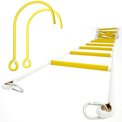 ISOP Fire Ladders 2 Story Windows with Hooks 13ft | Fire Escape Rope Ladders Second Floor | Safety Rope Ladder for Adults & Kids | Compact, Rust Resistant | Resue Ladder Hooks | Certified, Tested by ISOP - Used condition - US$75.92