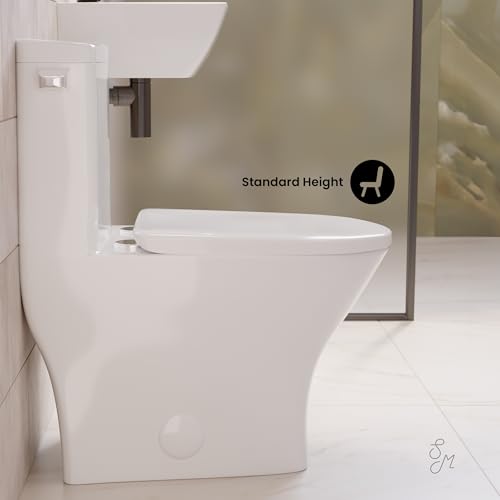Swiss Madison Sublime II One-Piece 12\" Rough-in 1.28 GPF Left Flush Round Compact Toilet in Glossy White