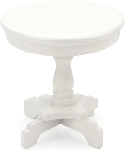 Mesa auxiliar de casa de muñecas en miniatura, a escala 112, muebles de madera, mesa de té lateral redonda, modelo para accesorios de casa de