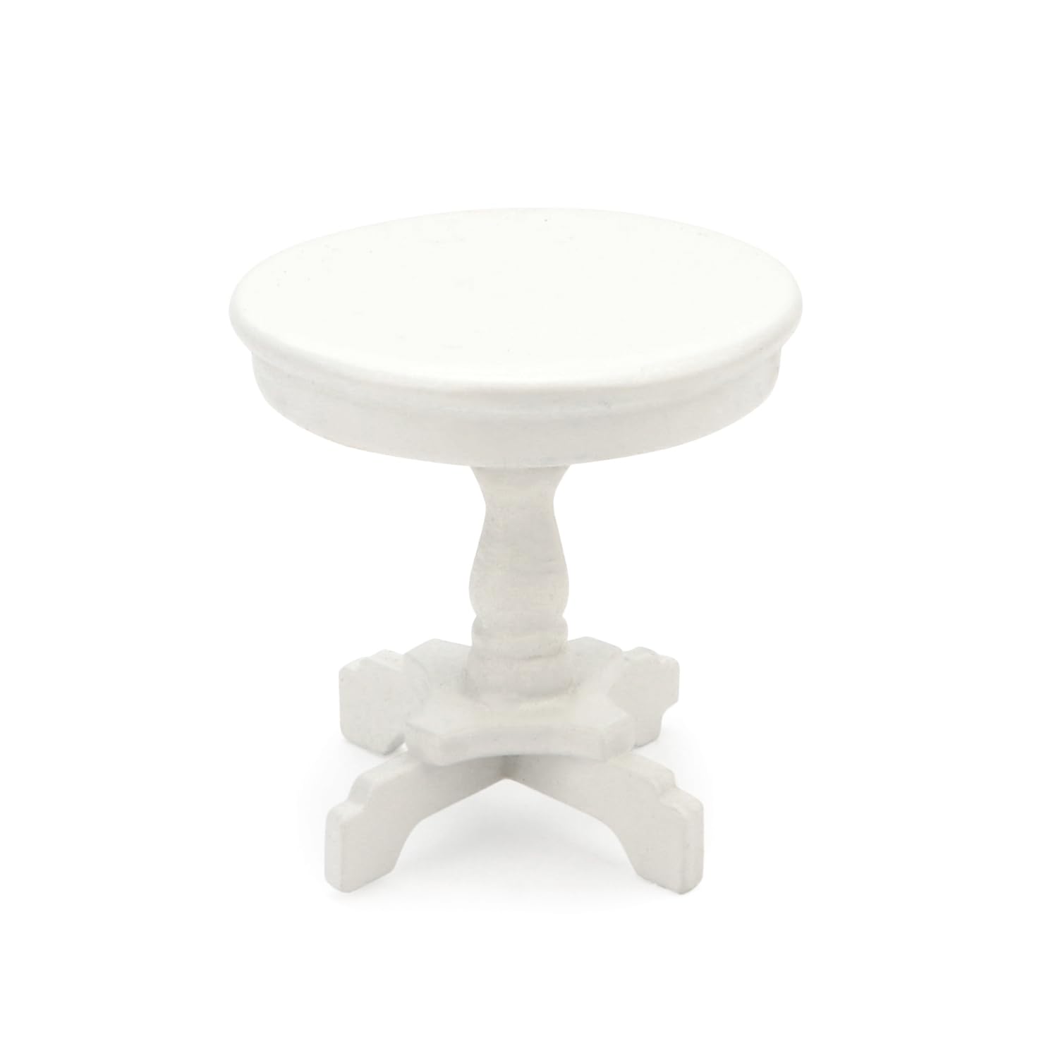 Miniature Dollhouse End Table 1:12 Scale Wooden Furniture Round Side Tea Table Model for Dollhouse Acessories Coffe Tables Living Room Scene Decoration (White)