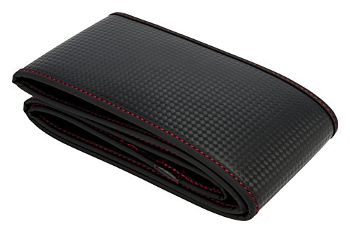 BC CORONA Funda de Volante Negra Carbono con Costura Roja Modelo Neofit Universal para Coche Ajuste