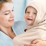 Peepeemax Ręcznik z kapturem dla niemowląt, 2 sztuki w opakowaniu, muślinowy bawełniany ręcznik niemowlęcy z kapturem, miękki i chłonny ręcznik dla niemowląt z kapturem, odpowiedni dla noworodków i