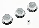 KAISH Chrome Plastic ST/Strat Style Guitar Knobs and 5 Way Switch Tip Cap for USA Stratocaster